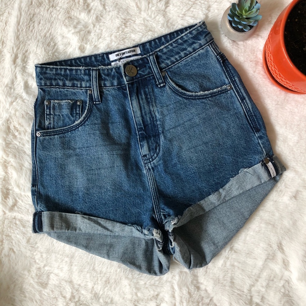 One Teaspoon High Waisted Bandits Denim Shorts